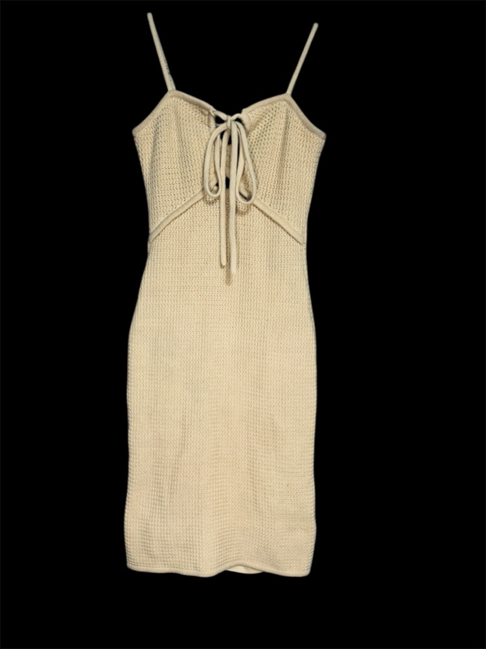 House of Harlow 1960 Cream Knit Midi Dress Sz SM Keyhole Sleeveless Boho